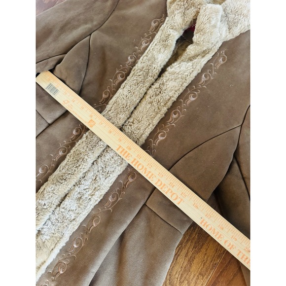 Penny Lane ESPRIT Women's Small Coat Suede Faux Fur Boho Jacket VTG Y2K - Picture 4 of 12